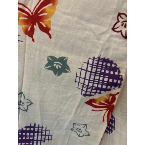 Women Kimono Robe White Butterfly Leaf Cotton Japanese Furisode Purple Red Green - Picture 4 of 8